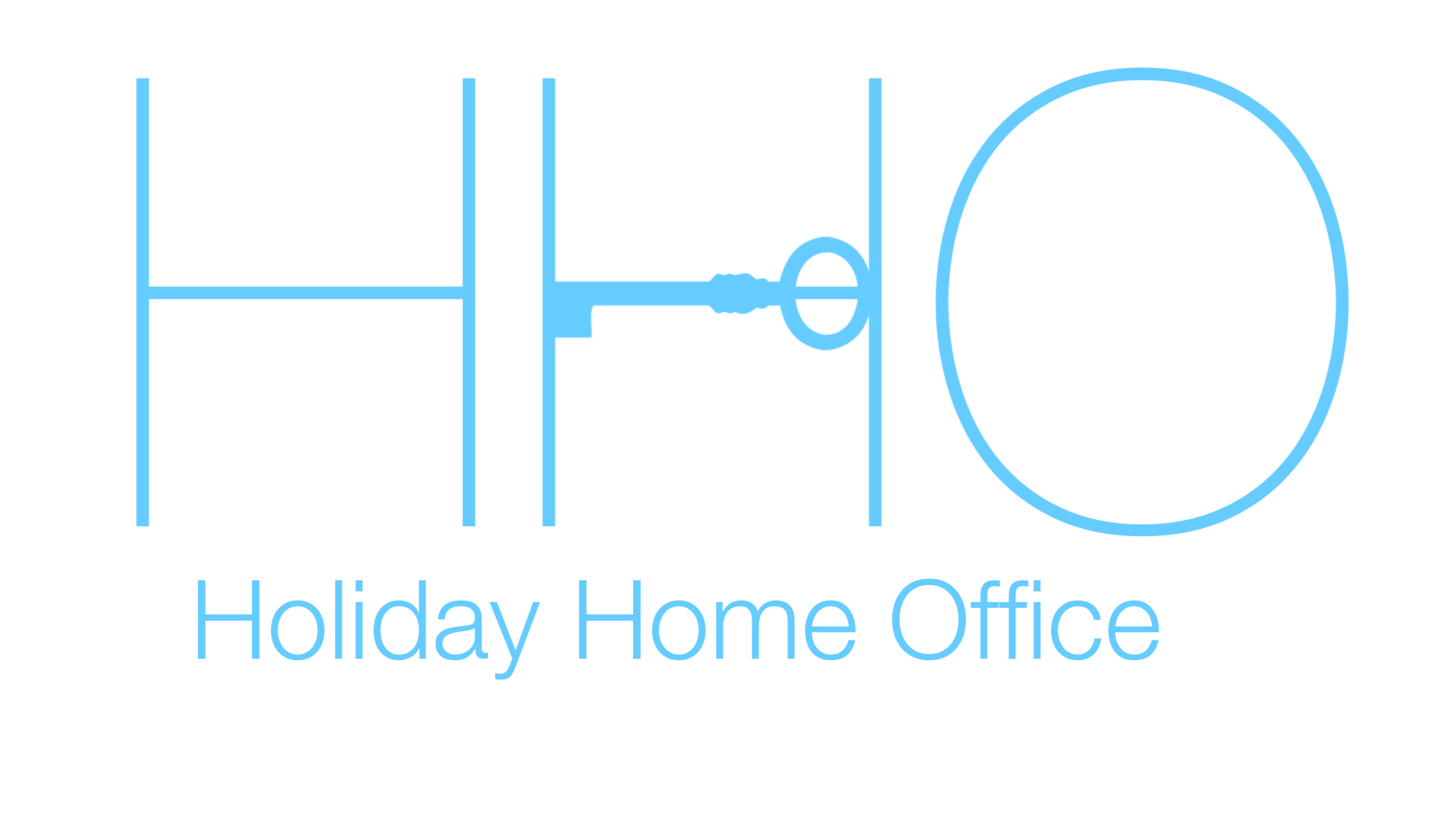 Logo for Holiday Home Office, pale blue with Key 